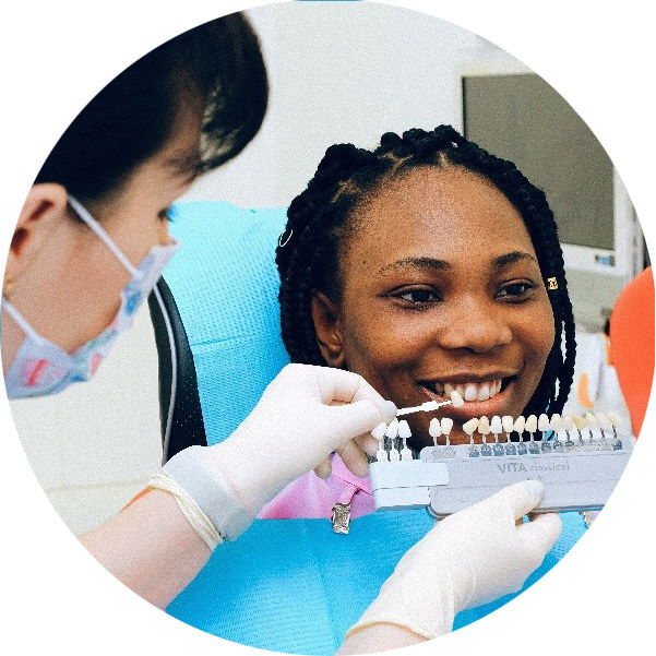 Restorative Dentistry Dentist Checking Tooth Color